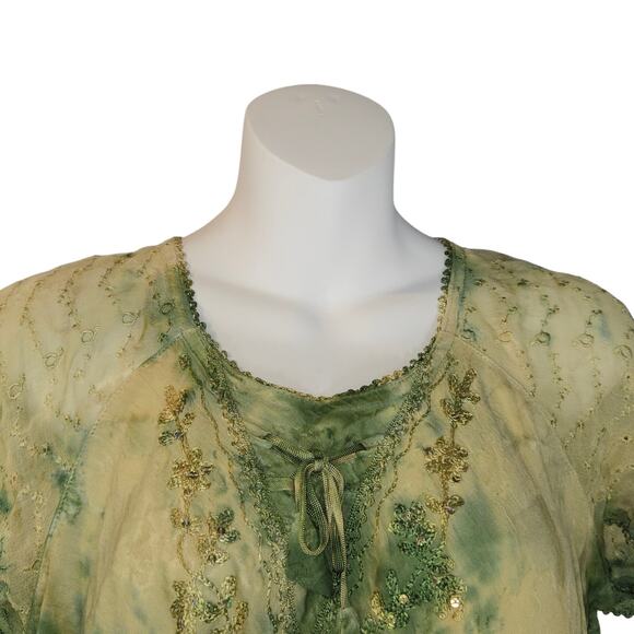 Advance Womens OSFM Top Embroidered Sequins Goblincore Fairy grunge Festival - Picture 5 of 11